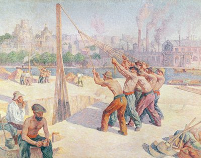 Lavoratori sul Quai de la Seine a Billancourt, 1902-3 da Maximilien Luce